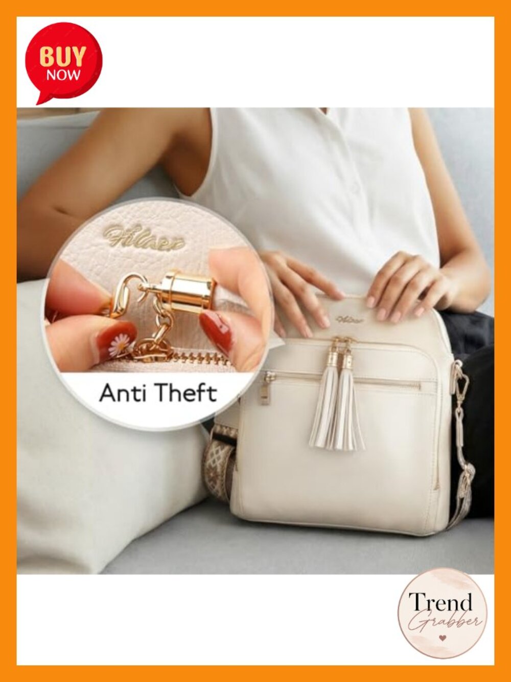Vegan Leather Crossbody Bag Multi Compartment RFID Blocking